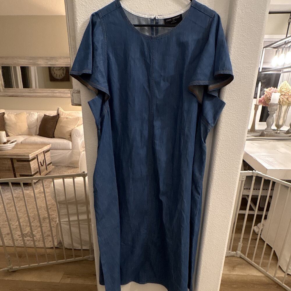 New! W/out Tag Lane Bryant Women’s Denim A Line Flutter Sleeve Dress Size 18/20